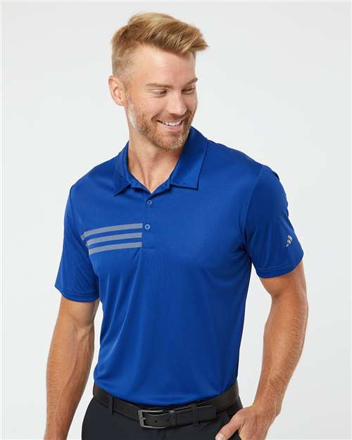Adidas Men's 3-Stripes Chest Polo - A324 Collegiate Royal- Grey Three