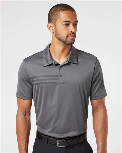Adidas Men's 3-Stripes Chest Polo - A324 Grey Five- Black
