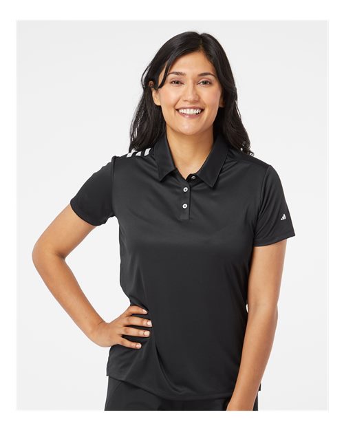 Adidas Women's 3-Stripes Shoulder Polo - A325 Black- White
