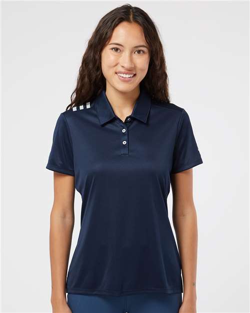 Adidas Women's 3-Stripes Shoulder Polo - A325 Collegiate Navy- White