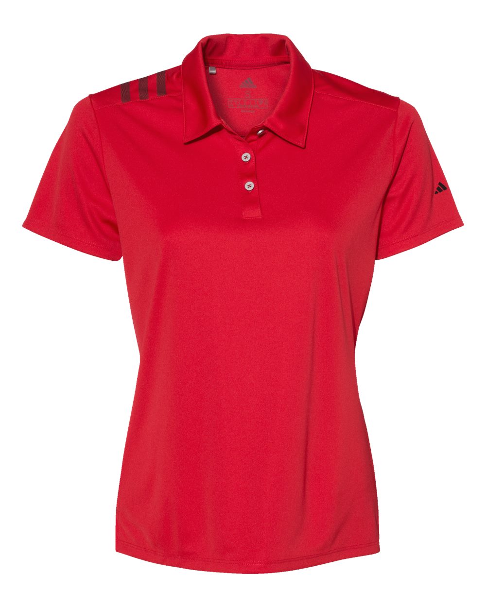 Adidas Women's 3-Stripes Shoulder Polo - A325 Collegiate Red- Black