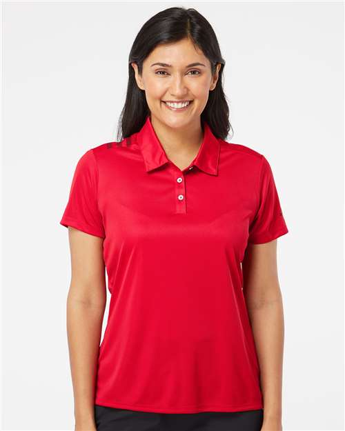 Adidas Women's 3-Stripes Shoulder Polo - A325 Collegiate Red- Black