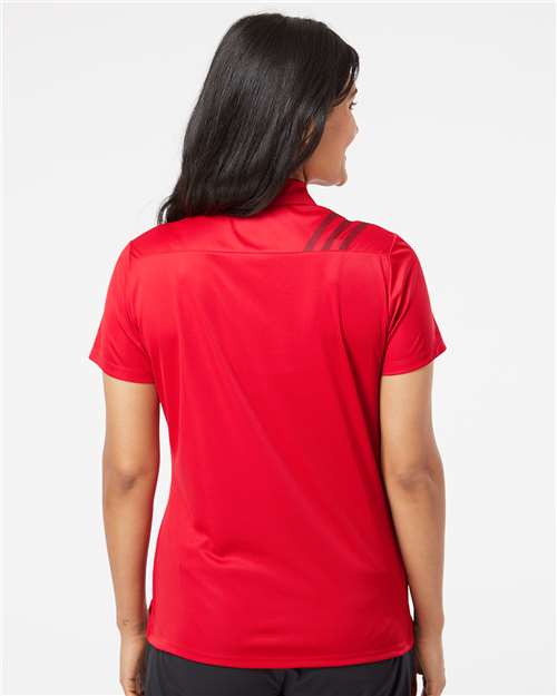 Adidas Women's 3-Stripes Shoulder Polo - A325 Collegiate Red- Black