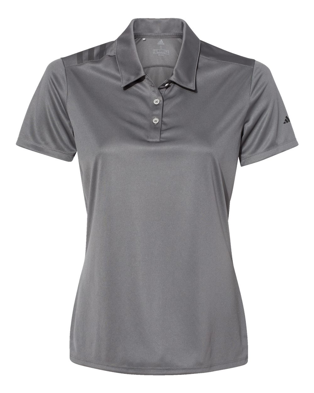 Adidas Women's 3-Stripes Shoulder Polo - A325 Grey Five- Black