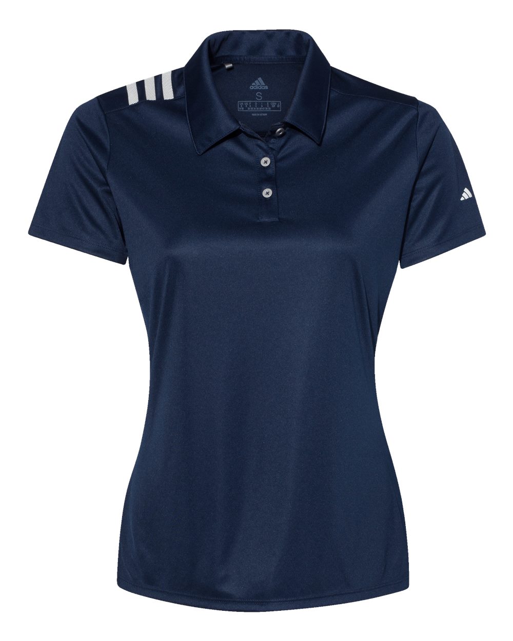 Adidas Women's 3-Stripes Shoulder Polo - A325 Collegiate Navy- White
