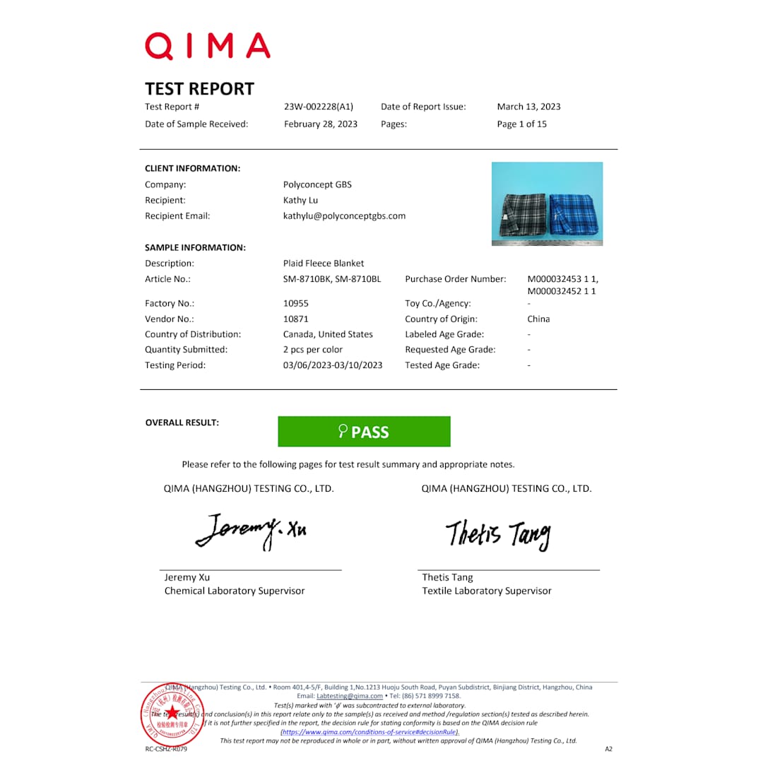 Plaid Fleece Blanket - SM-8710 Black