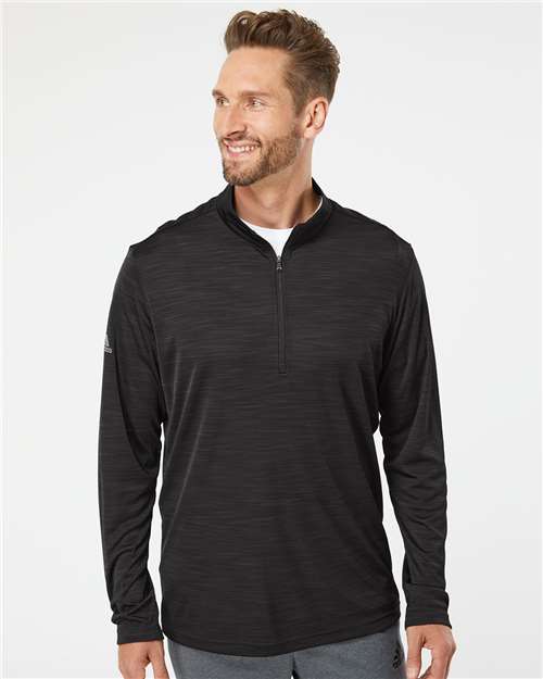Adidas Men's Lightweight Mélange Quarter-Zip Pullover - A475 Black Melange