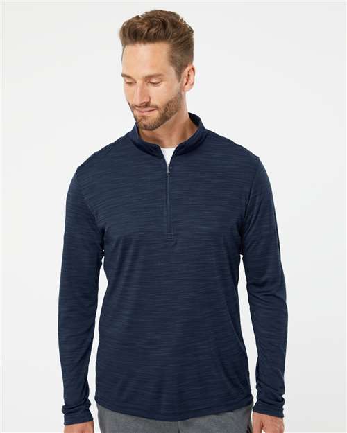 Adidas Men's Lightweight Mélange Quarter-Zip Pullover - A475 Collegiate Navy Melange