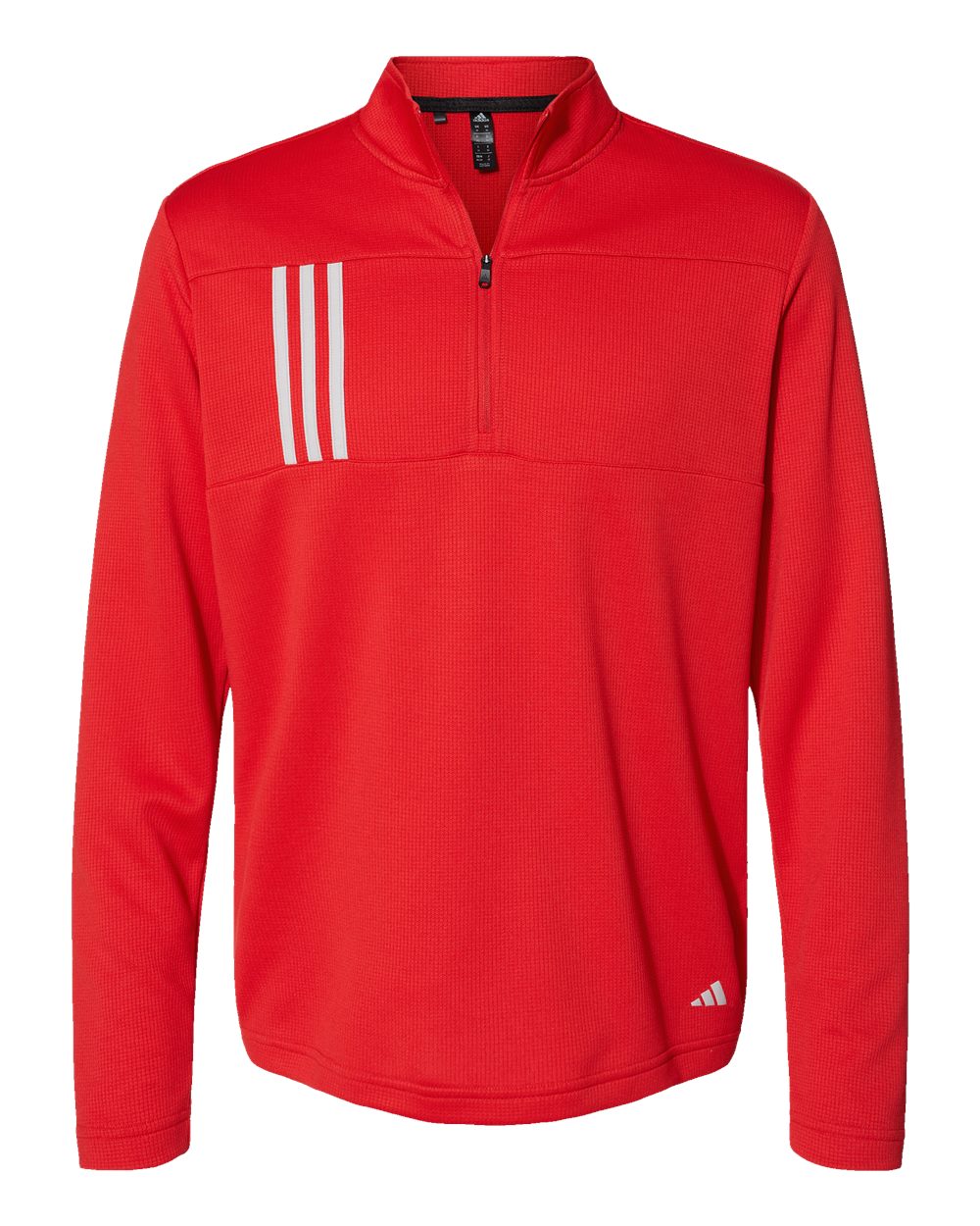 Adidas Men's 3-Stripes Double-Knit Quarter-Zip Pullover - A482 Team Collegiate Red- Grey Two