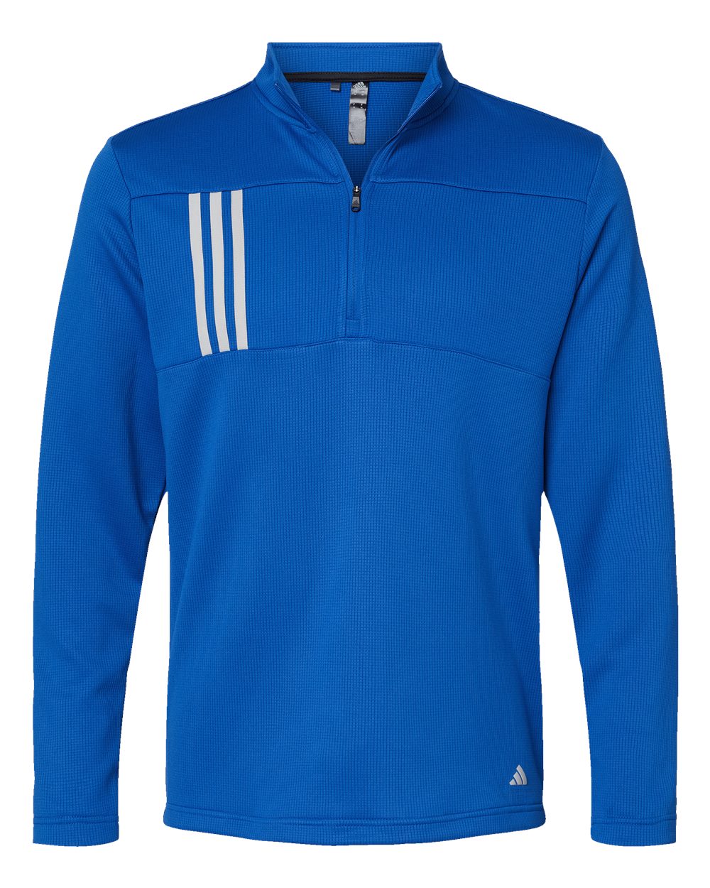 Adidas Men's 3-Stripes Double-Knit Quarter-Zip Pullover - A482 Team Royal- Grey Two