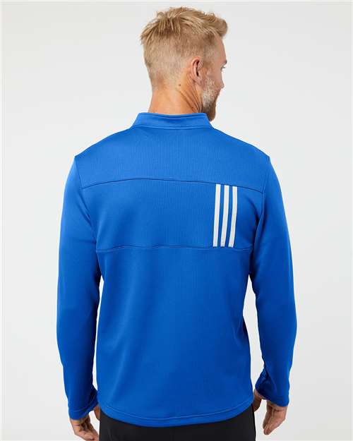 Adidas Men's 3-Stripes Double-Knit Quarter-Zip Pullover - A482 Team Royal- Grey Two