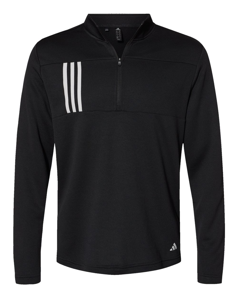 Adidas Men's 3-Stripes Double-Knit Quarter-Zip Pullover - A482 Black- Grey Two