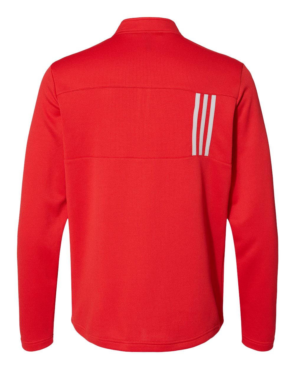 Adidas Men's 3-Stripes Double-Knit Quarter-Zip Pullover - A482 Team Collegiate Red- Grey Two