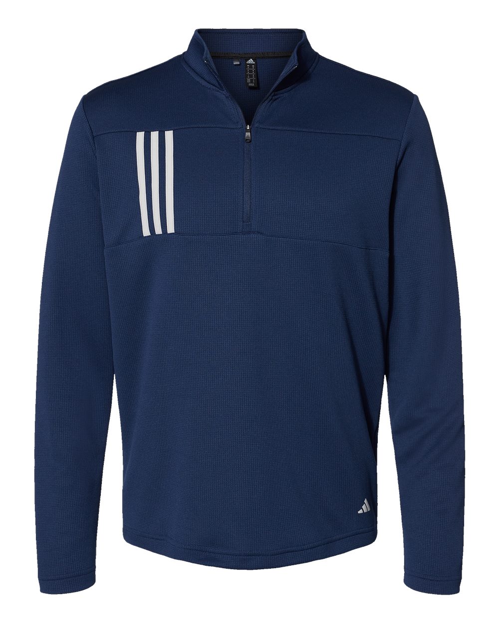 Adidas Men's 3-Stripes Double-Knit Quarter-Zip Pullover - A482 Team Navy Blue- Grey Two