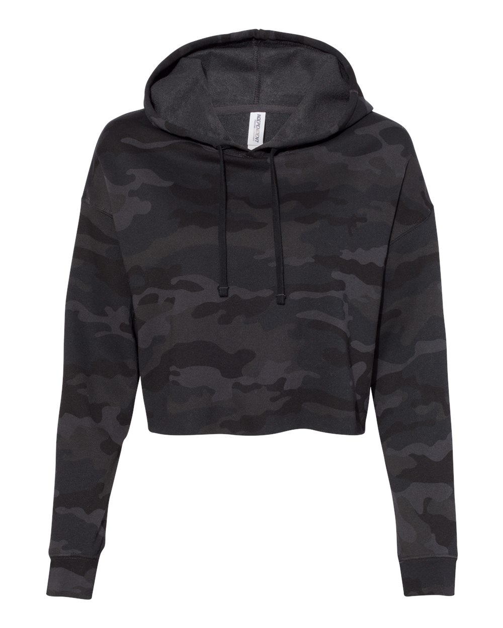 Independent Trading Co. Women’s Lightweight Crop Hooded Sweatshirt - AFX64CRP Black Camo