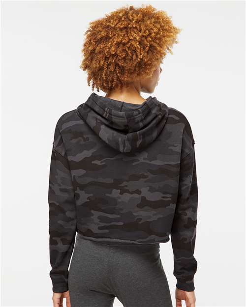 Independent Trading Co. Women’s Lightweight Crop Hooded Sweatshirt - AFX64CRP Black Camo