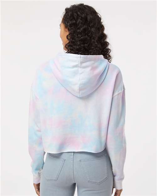 Independent Trading Co. Women’s Lightweight Crop Hooded Sweatshirt - AFX64CRP Tie Dye Cotton Candy