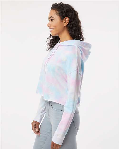 Independent Trading Co. Women’s Lightweight Crop Hooded Sweatshirt - AFX64CRP Tie Dye Cotton Candy