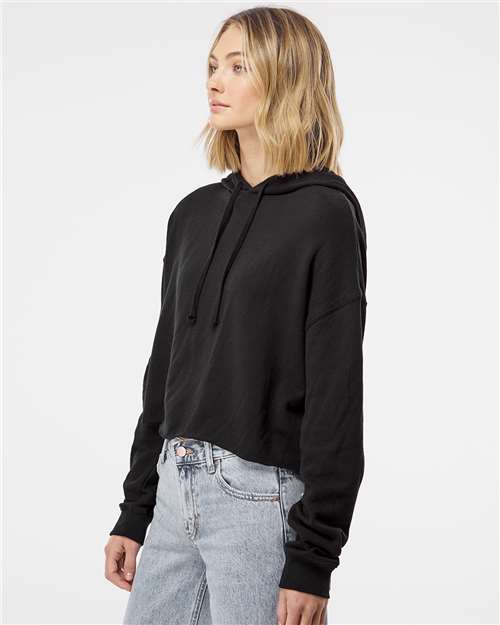 Independent Trading Co. Women’s Lightweight Crop Hooded Sweatshirt - AFX64CRP Black