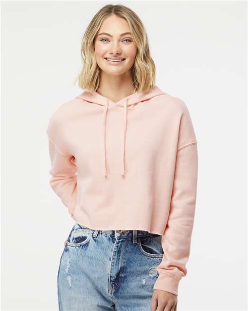 Independent Trading Co. Women’s Lightweight Crop Hooded Sweatshirt - AFX64CRP Blush