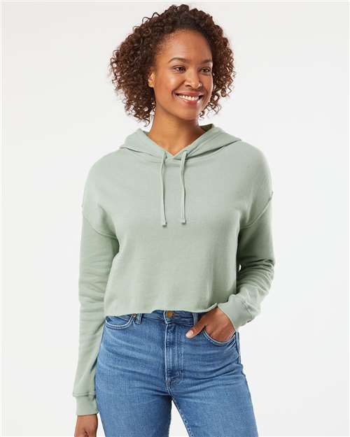 Independent Trading Co. Women’s Lightweight Crop Hooded Sweatshirt - AFX64CRP Sage