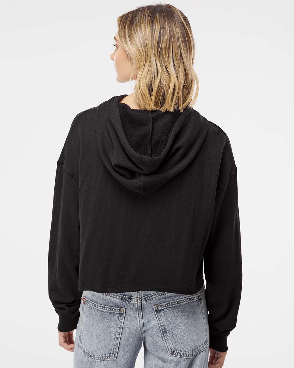 Independent Trading Co. Women’s Lightweight Crop Hooded Sweatshirt - AFX64CRP Black
