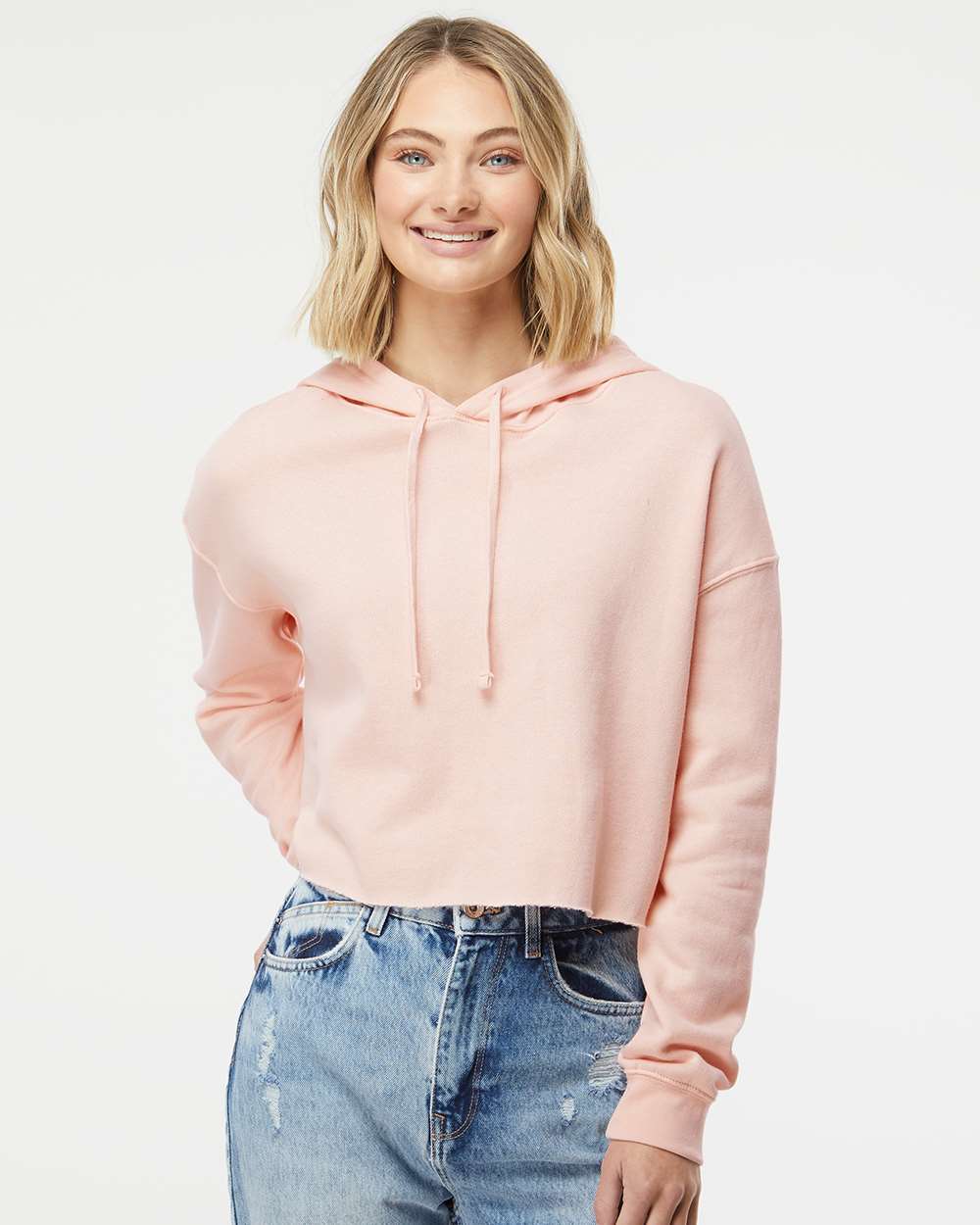Independent Trading Co. Women’s Lightweight Crop Hooded Sweatshirt - AFX64CRP Blush