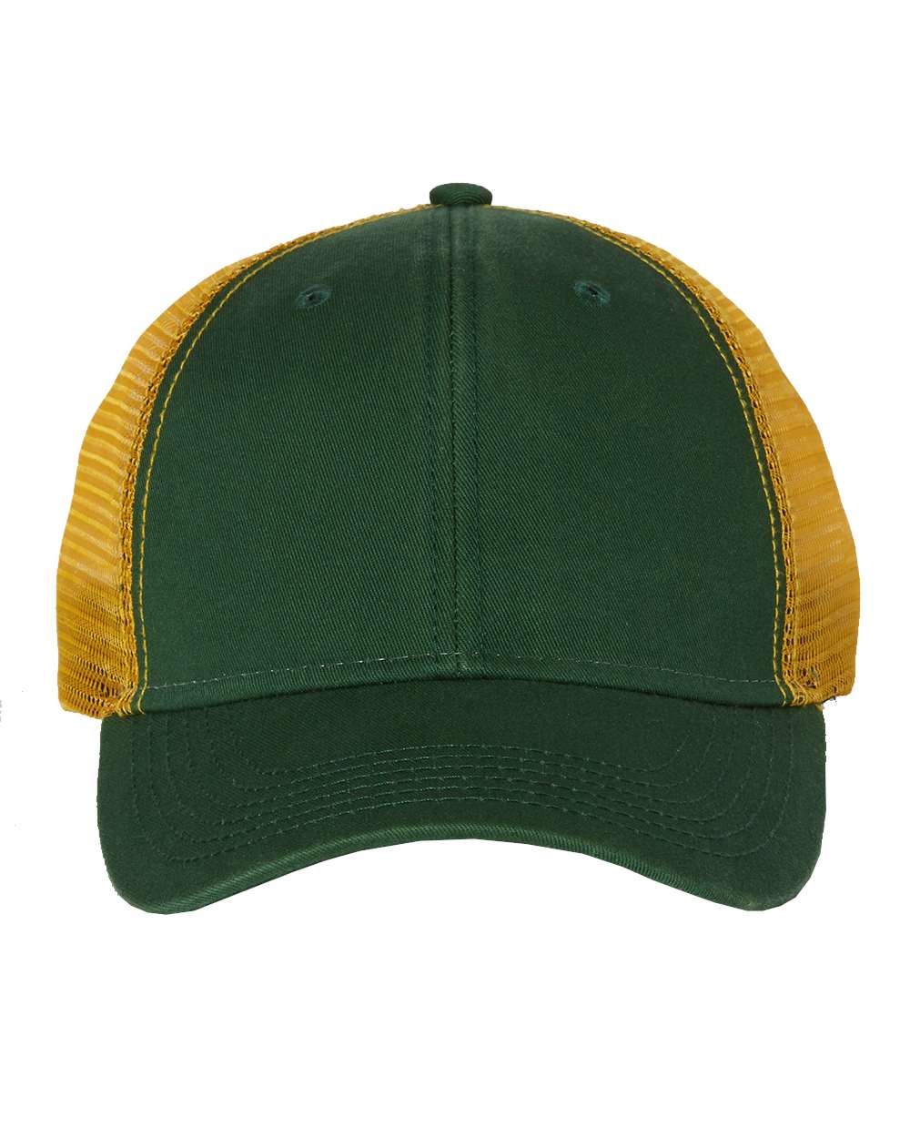 Valucap Bio-Washed Trucker Cap - AH80 Dark Green- Gold