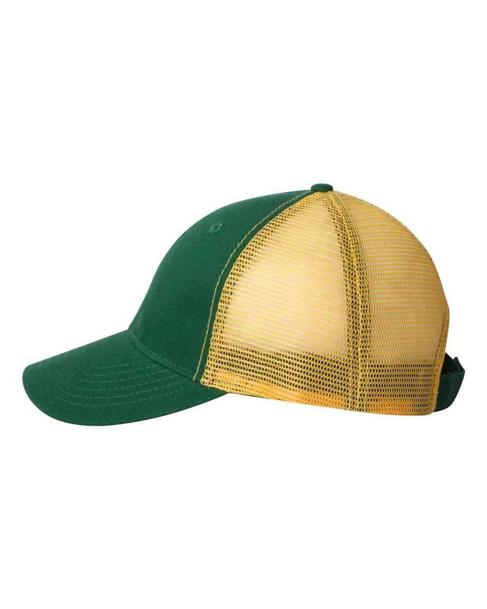 Valucap Bio-Washed Trucker Cap - AH80 Dark Green- Gold