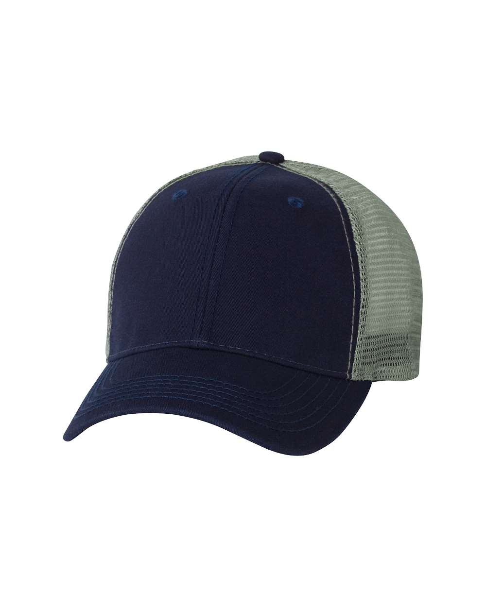 Valucap Bio-Washed Trucker Cap - AH80 Navy- Grey