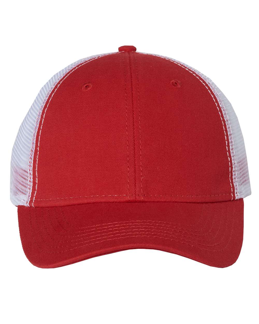 Valucap Bio-Washed Trucker Cap - AH80 Red- White
