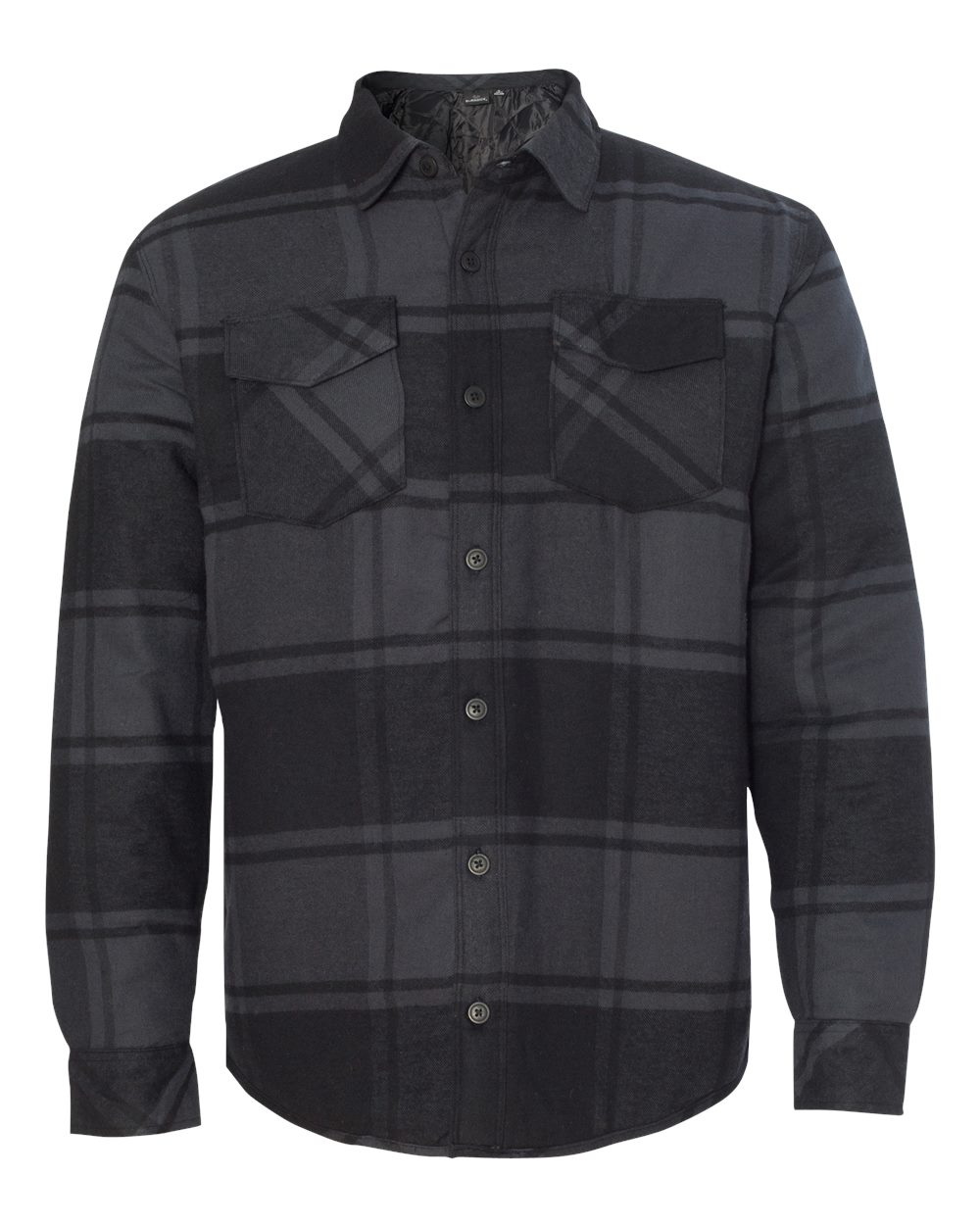 Burnside Men's Quilted Flannel Shirt Jacket - 8610 - B8610 Black Plaid