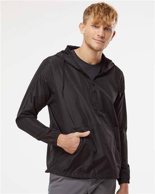 Independent Trading Co. Unisex Lightweight Quarter-Zip Windbreaker Pullover Jacket - EXP54LWP Black