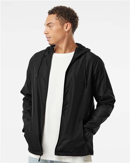 Independent Trading Co. Men's Lightweight Windbreaker Full-Zip Jacket - EXP54LWZ Black