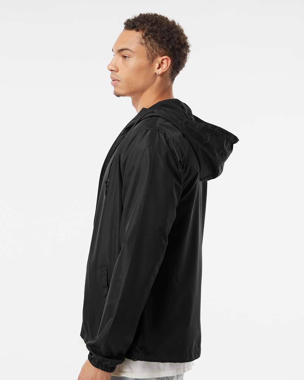 Independent Trading Co. Men's Lightweight Windbreaker Full-Zip Jacket - EXP54LWZ Black
