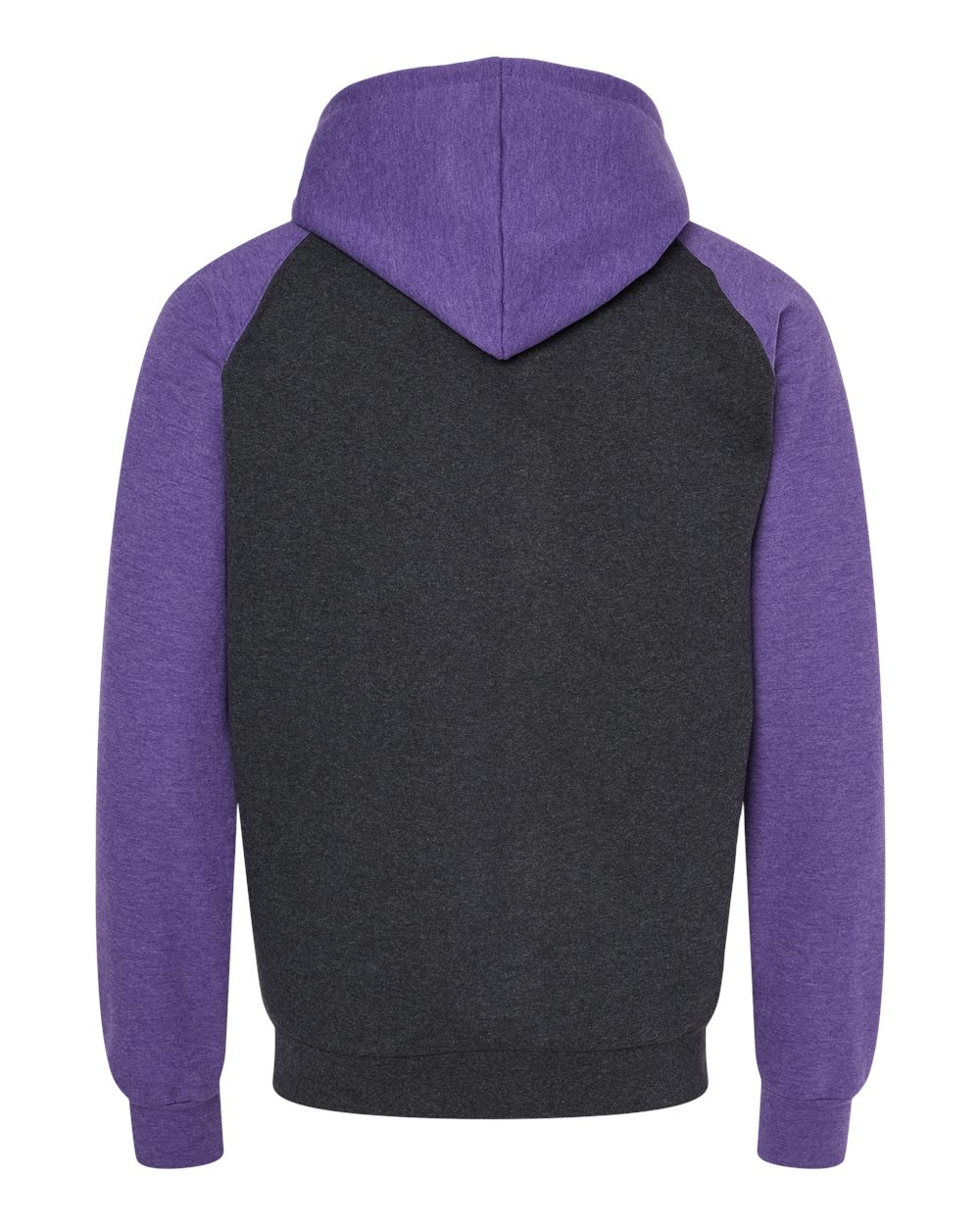 King Fashion Fleece Raglan Hooded Sweatshirt - KF4042 Dark Charcoal- Heather Purple