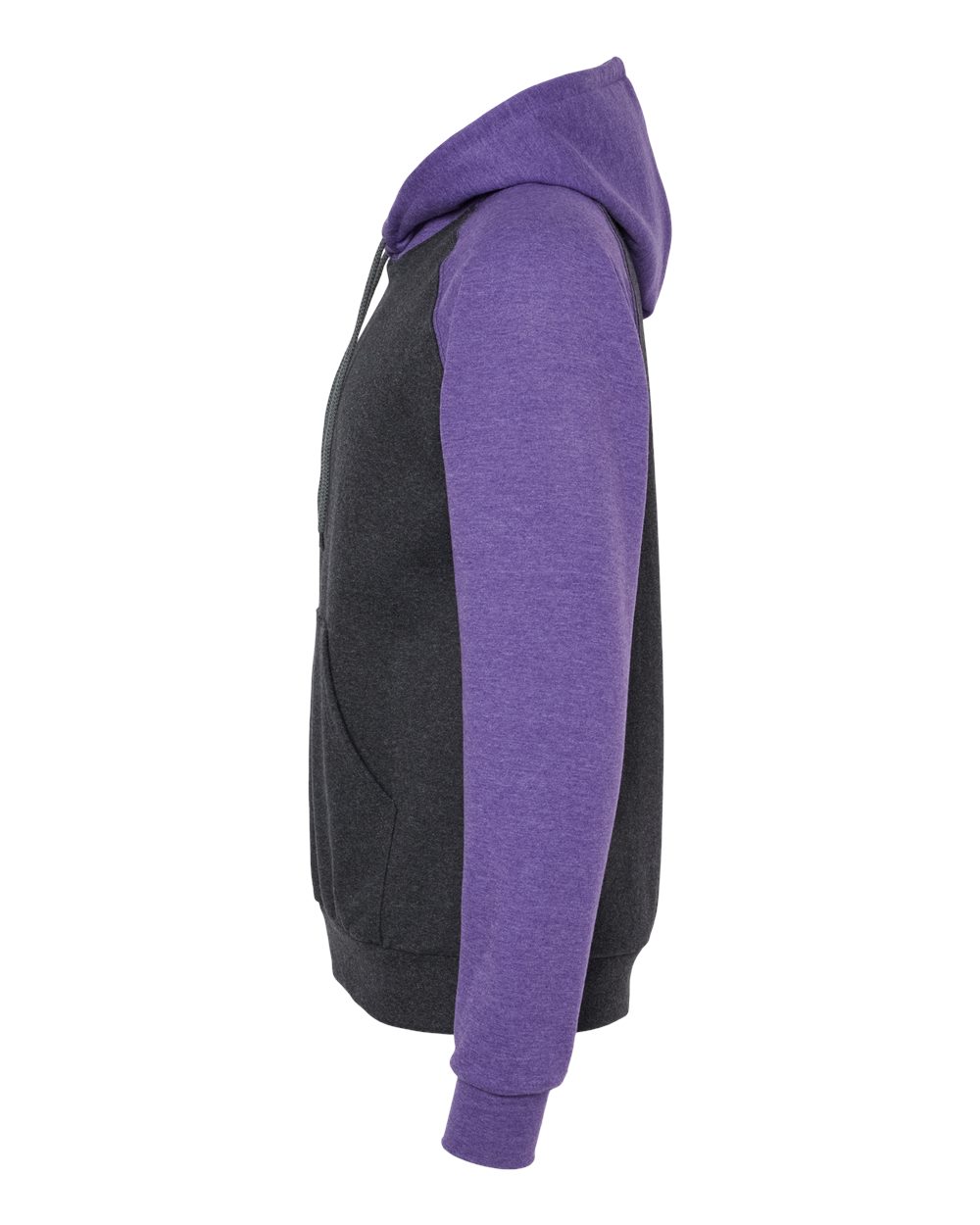 King Fashion Fleece Raglan Hooded Sweatshirt - KF4042 Dark Charcoal- Heather Purple