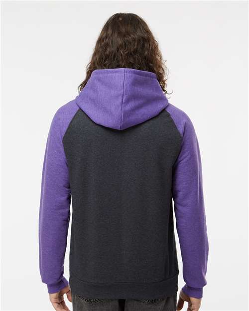 King Fashion Fleece Raglan Hooded Sweatshirt - KF4042 Dark Charcoal- Heather Purple