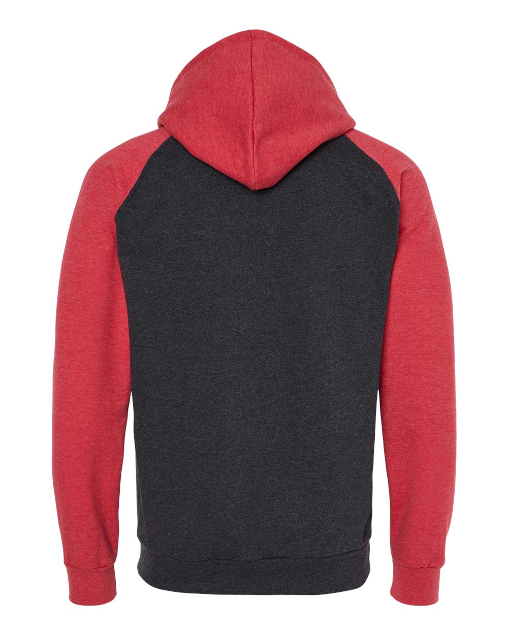 King Fashion Fleece Raglan Hooded Sweatshirt - KF4042 Dark Charcoal- Heather Red