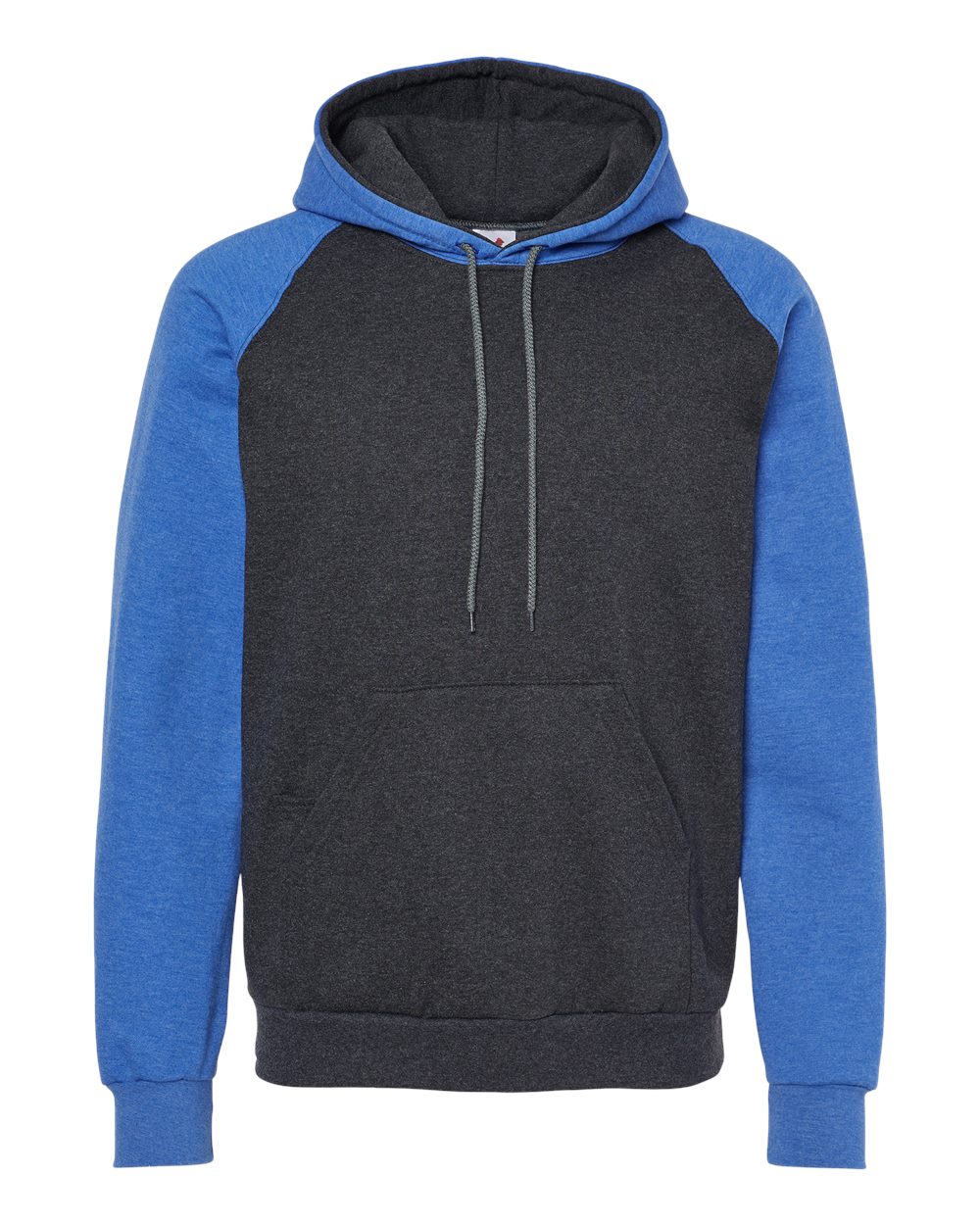 King Fashion Fleece Raglan Hooded Sweatshirt - KF4042 Dark Charcoal- Heather Royal