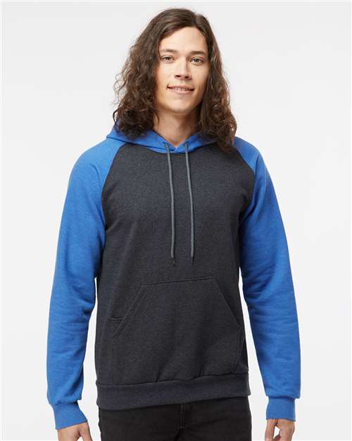 King Fashion Fleece Raglan Hooded Sweatshirt - KF4042 Dark Charcoal- Heather Royal