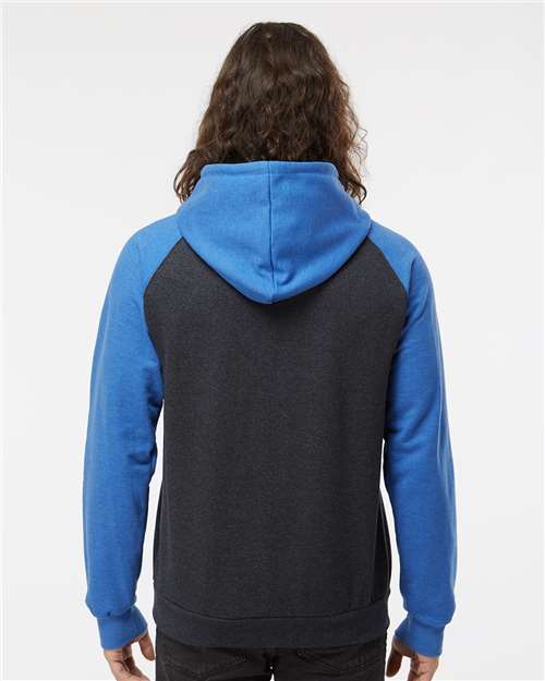 King Fashion Fleece Raglan Hooded Sweatshirt - KF4042 Dark Charcoal- Heather Royal