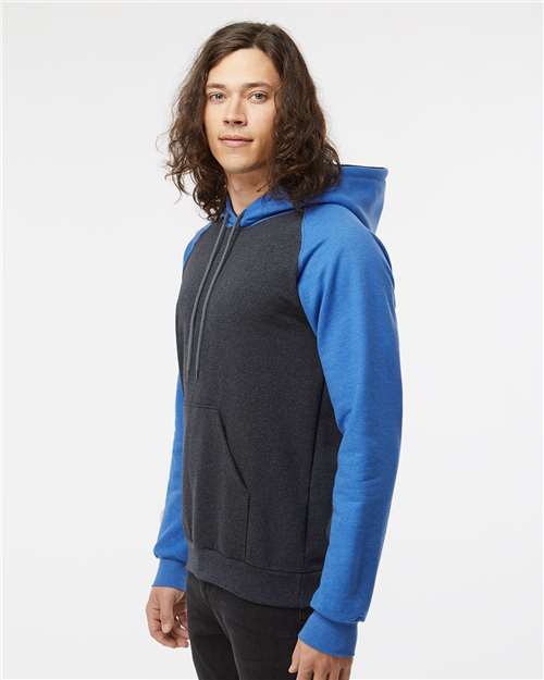 King Fashion Fleece Raglan Hooded Sweatshirt - KF4042 Dark Charcoal- Heather Royal