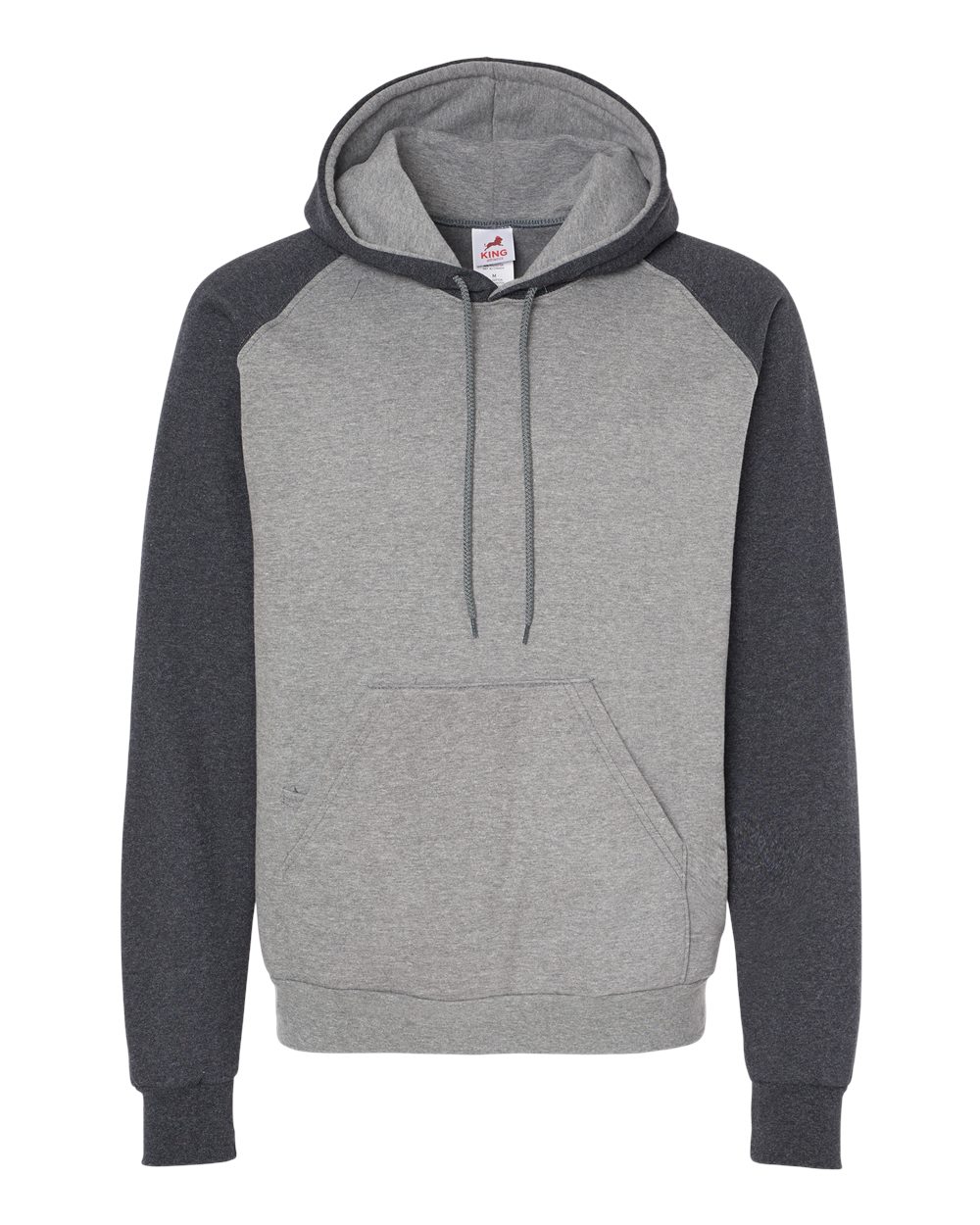 King Fashion Fleece Raglan Hooded Sweatshirt - KF4042 Grey Heather- Dark Charcoal