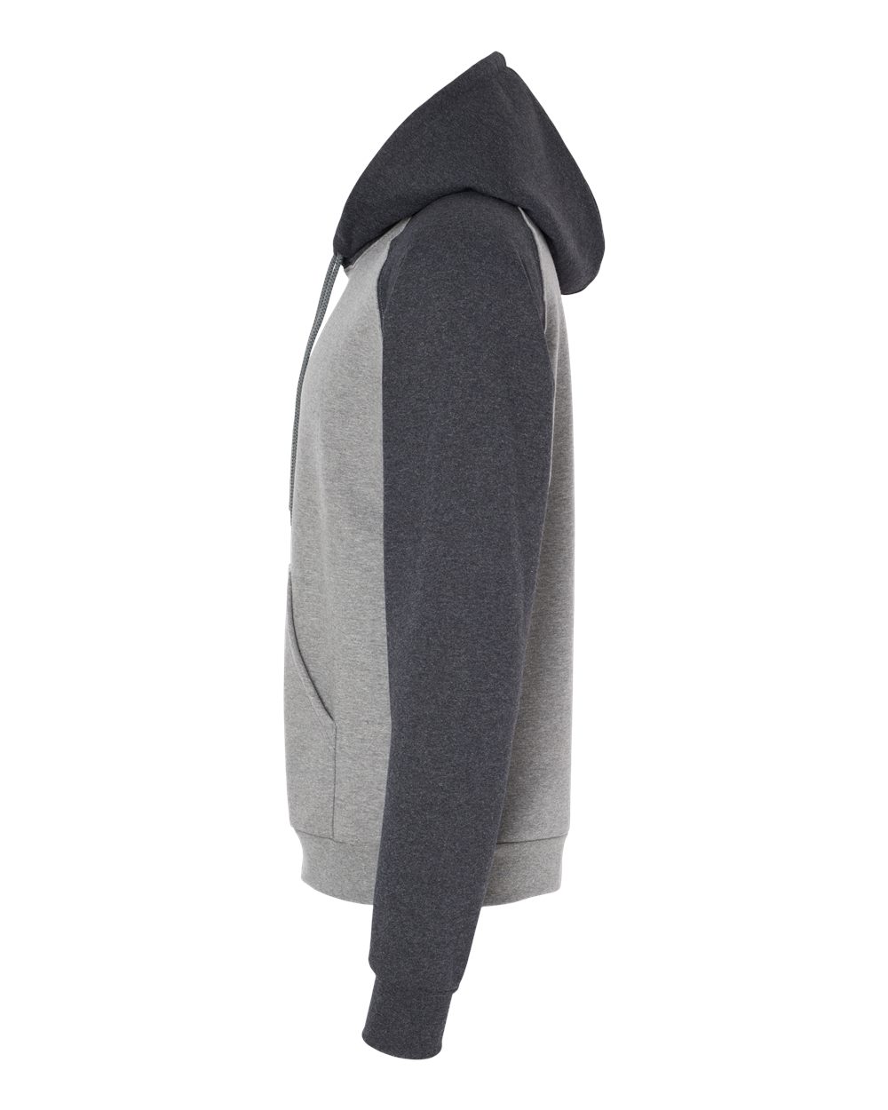 King Fashion Fleece Raglan Hooded Sweatshirt - KF4042 Grey Heather- Dark Charcoal