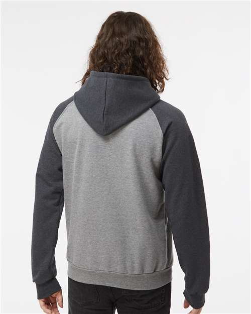 King Fashion Fleece Raglan Hooded Sweatshirt - KF4042 Grey Heather- Dark Charcoal