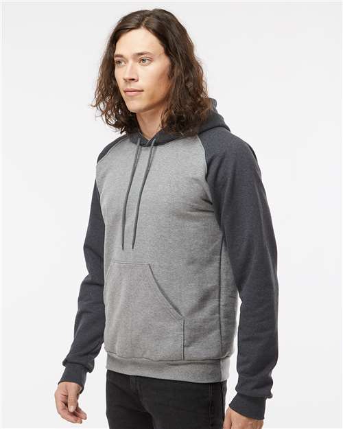 King Fashion Fleece Raglan Hooded Sweatshirt - KF4042 Grey Heather- Dark Charcoal