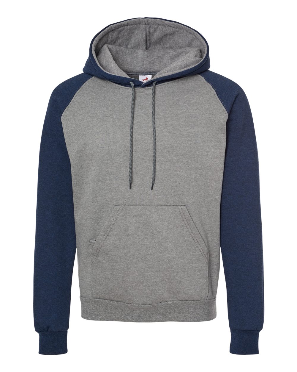 King Fashion Fleece Raglan Hooded Sweatshirt - KF4042 Grey Heather- Heather Navy