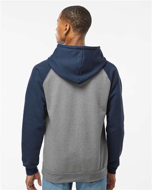 King Fashion Fleece Raglan Hooded Sweatshirt - KF4042 Grey Heather- Heather Navy