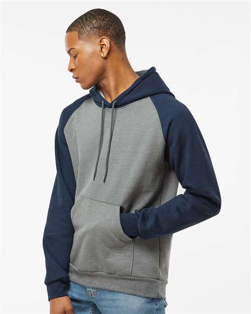 King Fashion Fleece Raglan Hooded Sweatshirt - KF4042 Grey Heather- Heather Navy